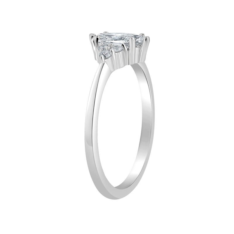 Marquise-Cut Lab Grown 2 1/3ctw. Diamond With Round Trilogy Sides Engagement Ring in 14k White Gold image number null